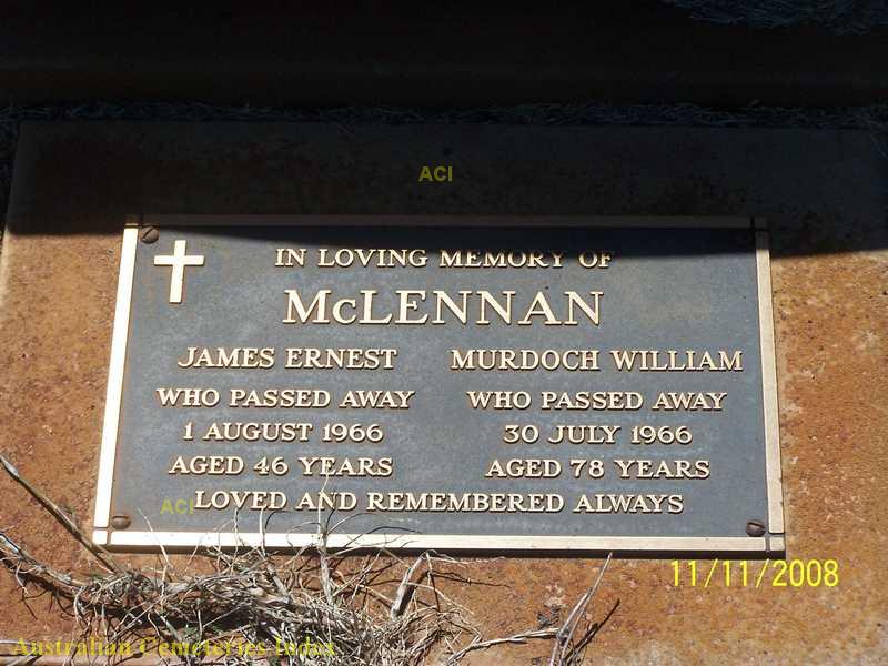 Photo of headstones/Murdoch William McLennan hdstn Drayton & Twmba